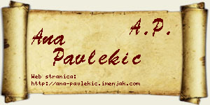 Ana Pavlekić vizit kartica
